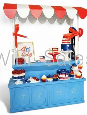 Patriotic Red White & Blue Dessert Stand - Home Decor NWT